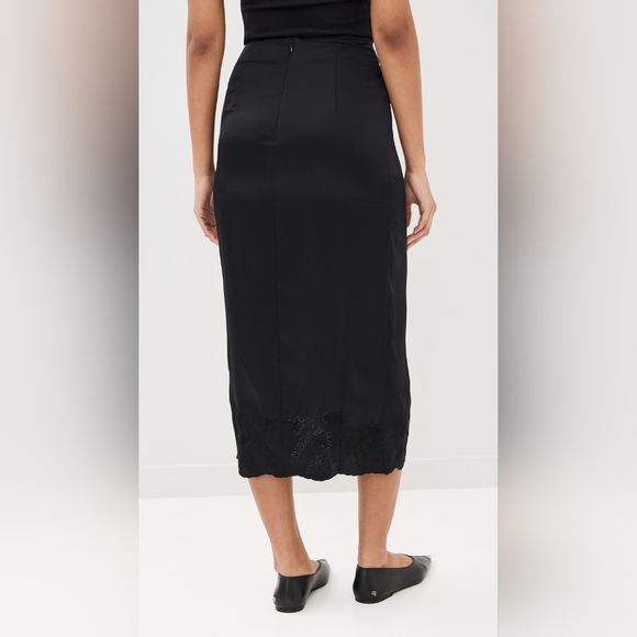Reformation Black Mira Silk Embroidered Skirt - Picture 10 of 12